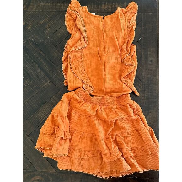 Easel Orange Sleeveless Ruffle Top and Skirt Set Size Medium - Picture 5 of 5